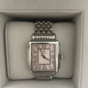 Michele Silver Watch with White Dial